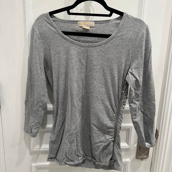 MICHAEL Michael Kors Tops - Michael Michael Kors gray ruched shirt with zip detail